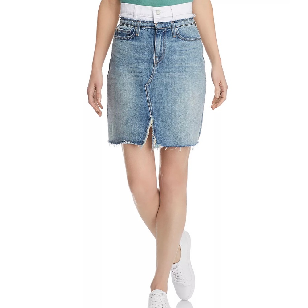 NWT Hudson Jeans Lulu Denim Skirt in White Charger 26